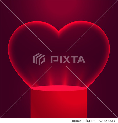 3d podium platform with heart frame valentines... - Stock Illustration ...