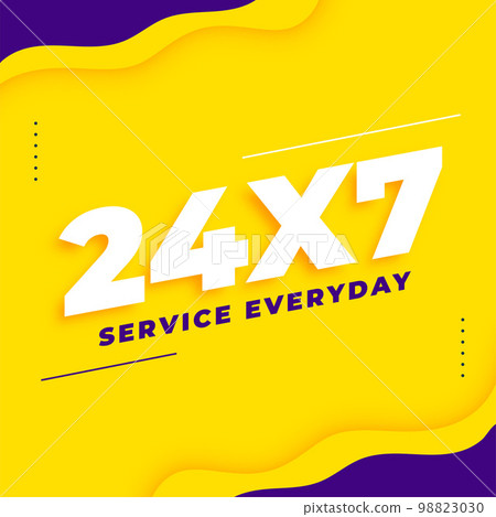 24 hours and 7 days service availability fluid style poster 98823030