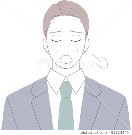 A refreshing young man in a suit sighing A refreshing young man in a suit sighing 98823445