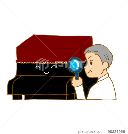 Male tuner examining the piano Male tuner examining the piano 98823966