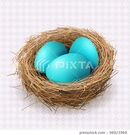 Easter blue eggs in a nest, isolated design element Easter blue eggs in a nest, isolated design element 98823968
