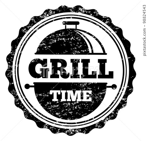 Grill store grunge emblem. Retro round logo 98824543