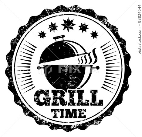 Grill shop logo. Retro grunge round stamp 98824544