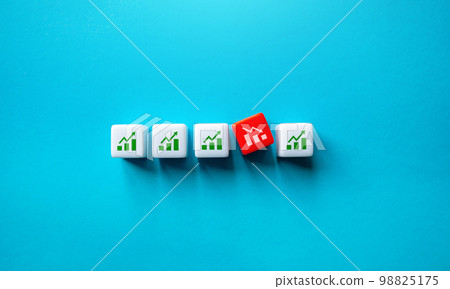 Falling profit plans. Fall of income. Loss ratio. Problem indicators. Crisis and loss of money. Surplus budget, deficit. 98825175