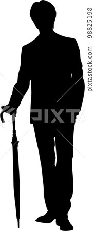 silhouette of gentleman with umbrella 98825198