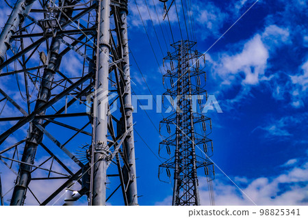 Steel tower of high voltage transmission line Steel tower of high voltage transmission line 98825341