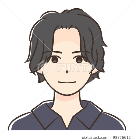 Face of young asian man with center part hair 98826612