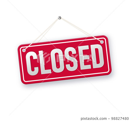 sorry we are closed. background.design closed banner on door store template. Signboard with a rope. Abstract concept for businesses, site, shop services element 98827480