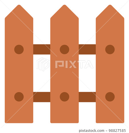 Wooden fence color icon. Yard hedge symbol 98827585