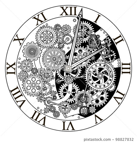 Retro clock mechanism. Clockwork illustration. Vintage gears Retro clock mechanism. Clockwork illustration. Vintage gears 98827832