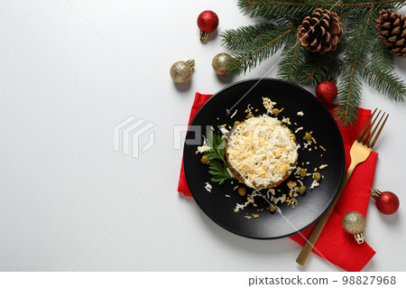 Concept of New year food, Olivier salad, space for text Concept of New year food, Olivier salad, space for text 98827968