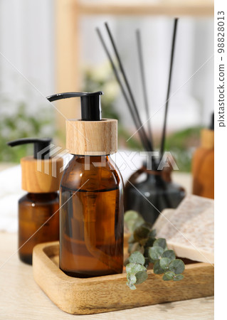 Concept of bath accessories, different bath supplies 98828013