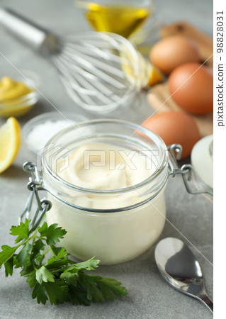 Concept of cooking egg sauce, mayonnaise sauce Concept of cooking egg sauce, mayonnaise sauce 98828031