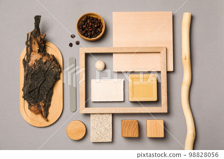 Flat lay of creative moodboard composition, top view Flat lay of creative moodboard composition, top view 98828056