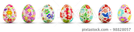 Easter Egg Set on a transparent white background. 3D rendering illustration Easter Egg Set on a transparent white background. 3D rendering illustration 98828057