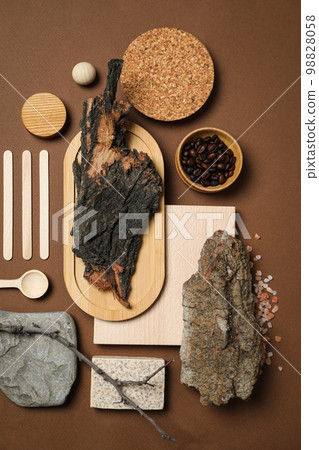 Flat lay of creative moodboard composition, top view Flat lay of creative moodboard composition, top view 98828058