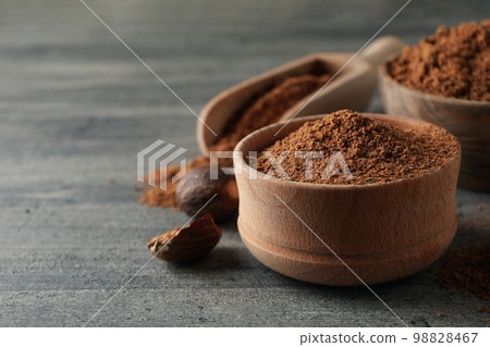 Concept of spices and condiments, nutmegs, space for text 98828467