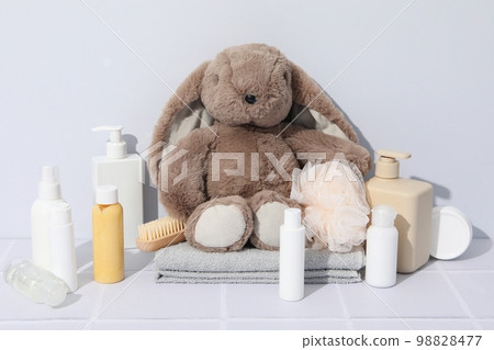 Concept of different baby or children's cosmetics Concept of different baby or children's cosmetics 98828477