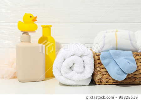 Concept of different baby or children's cosmetics Concept of different baby or children's cosmetics 98828519