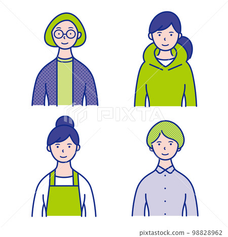 20~40歲女性上半身插畫素材【套裝】 20~40歲女性上半身插畫素材【套裝】 98828962
