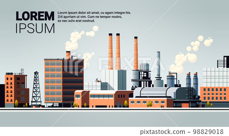 energy generation plant with chimneys electricity production industrial manufacturing building heavy industry factory 98829018