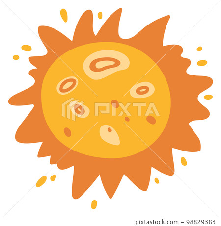 Shining sun drawing. Cute summer weather print 98829383