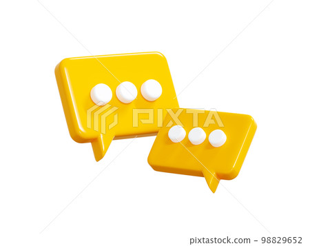 Chat 3d render - two yellow speech bubbles with text symbol. 98829652