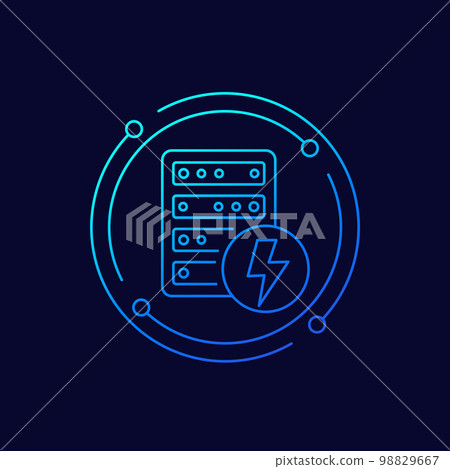 Server electricity warning, electric power icon 98829667