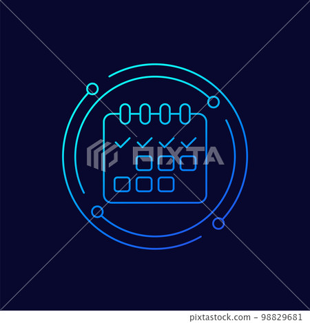 project management line icon with a calendar - Stock Illustration ...
