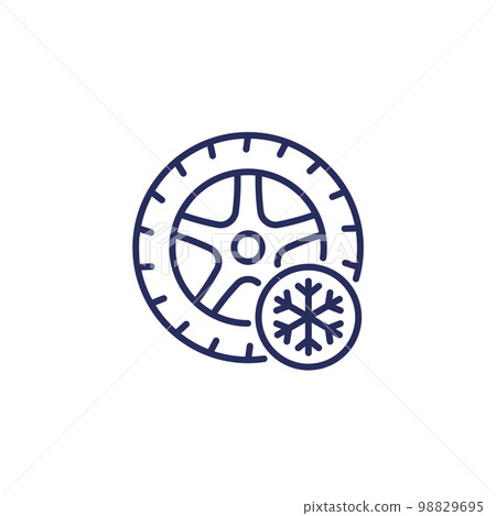 winter or snow tire line icon 98829695