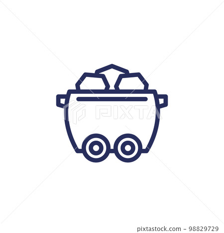 coal minecart or mine wagon line icon coal minecart or mine wagon line icon 98829729