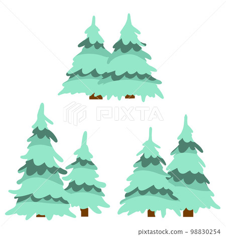 Set of winter tree. Snow on branches. Set of winter tree. Snow on branches. 98830254