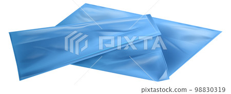 Blue waste sack mockup. Realistic plastic garbage bag 98830319