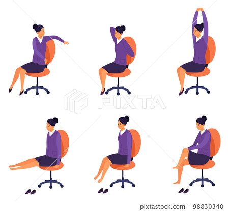 Office chair workout. Workplace exercise. Healthy lifestyle 98830340