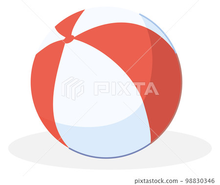 Beach ball icon. Cartoon white red inflatable toy Beach ball icon. Cartoon white red inflatable toy 98830346