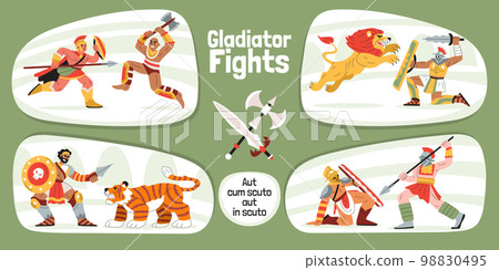 Gladiator Fights Flat Infographics 98830495