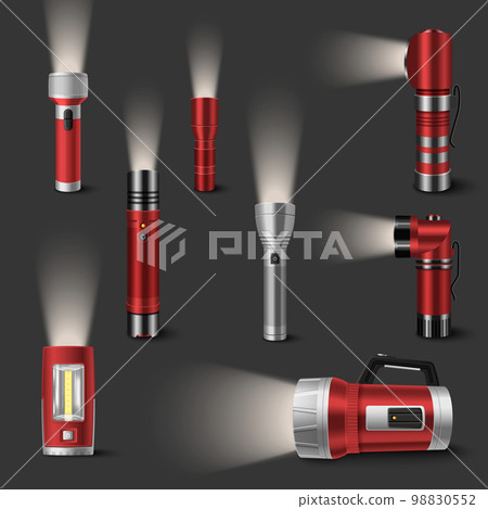Red Realistic Shining Flashlights 98830552