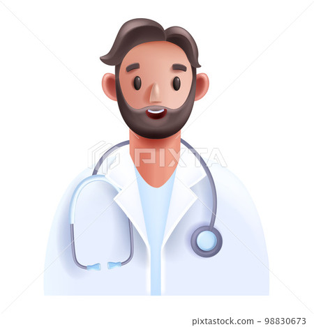 3D doctor medical consultation avatar, vector online healthcare expert icon, smiling therapist. 3D doctor medical consultation avatar, vector online healthcare expert icon, smiling therapist. 98830673