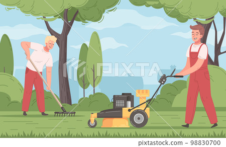 Lawn Mowing Cartoon 98830700