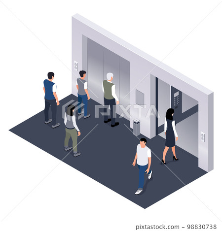 Passenger Elevator Isometric Composition 98830738
