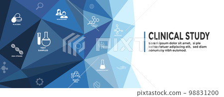Clinical Study Icon Set with Web Header Banner 98831200