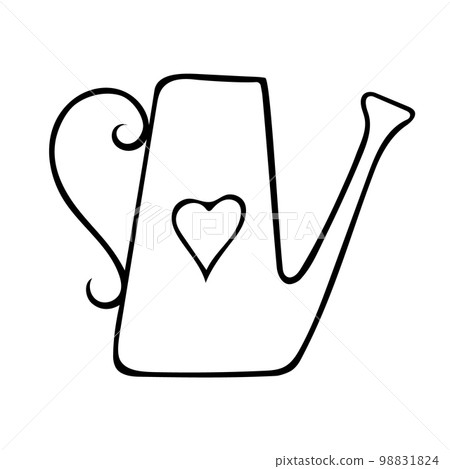 Doodle of watering can on white background Doodle of watering can on white background 98831824