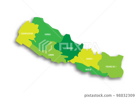 Nepal political map of administrative divisions Nepal political map of administrative divisions 98832309