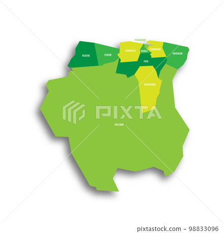Suriname political map of administrative divisions 98833096