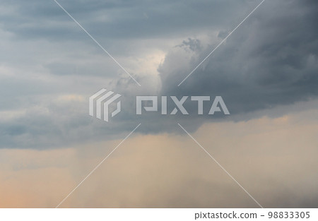Dramatic Sky Background. Panoramic view of Stormy Clouds in Dark sky Dramatic Sky Background. Panoramic view of Stormy Clouds in Dark sky 98833305