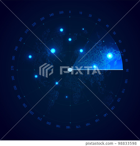 Radar screen background. Vector sonar 98833598