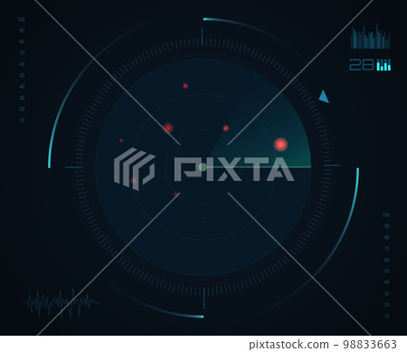 Radar screen background. Vector sonar 98833663