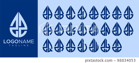 Collection of water drop Z letter logo design. Droplet Z letter logo brand set. 98834053