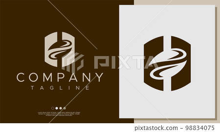 H coffee bean letter logo design. H coffee bean letter logo design. 98834075
