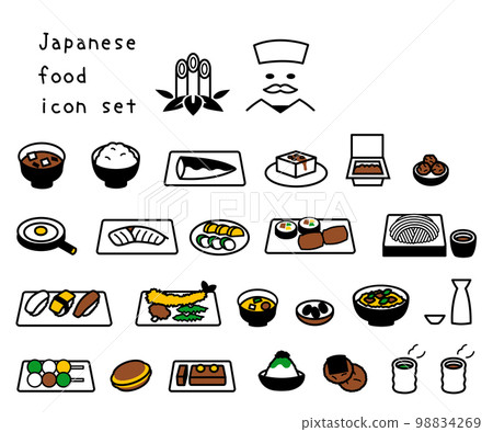 Japanese food icon set colorful Japanese sweets 98834269